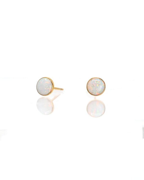 Flush-Mount Opal Stud Earrings – Sleek Gold Plated G23 Titanium Design