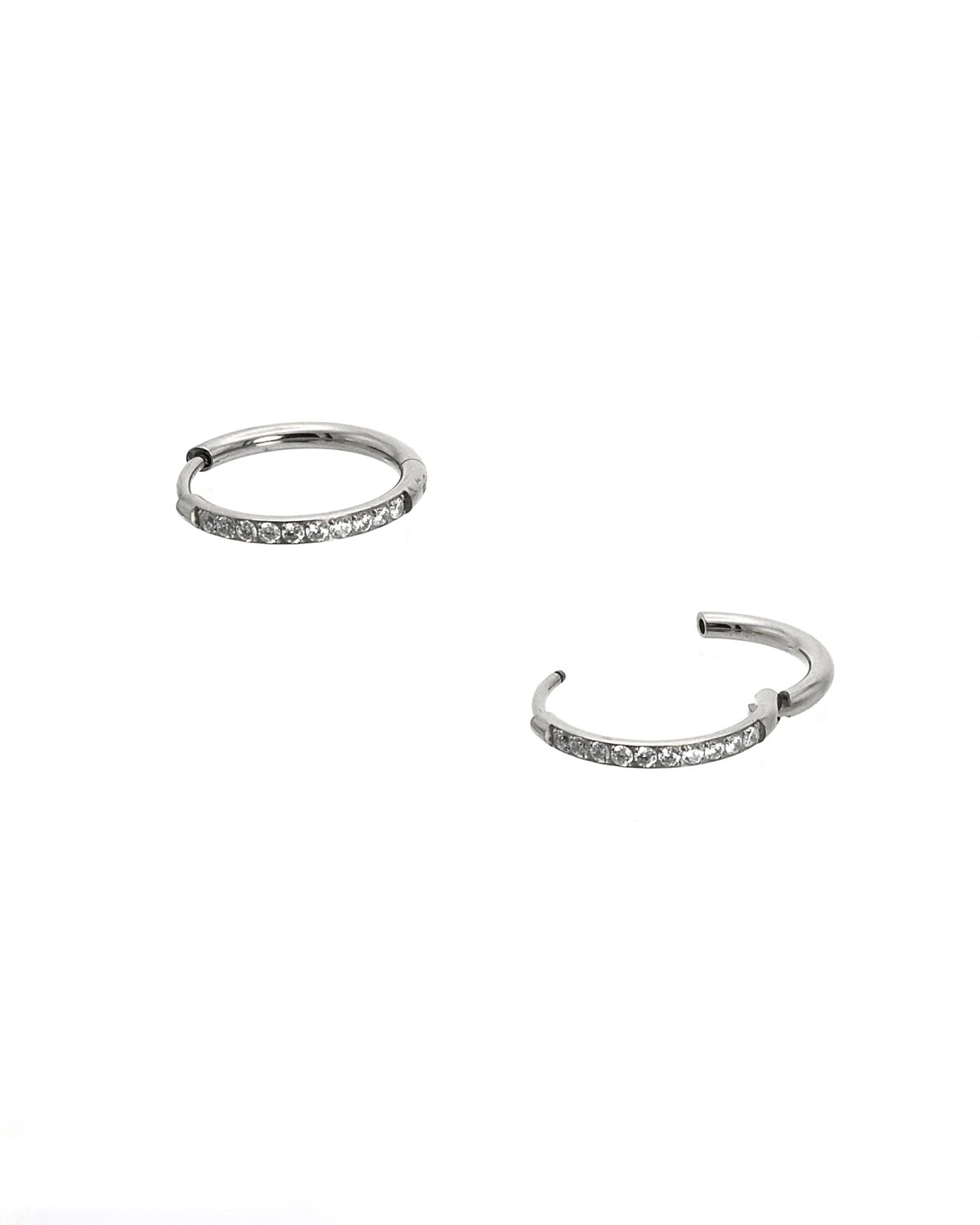 Elegant 14mm G23 Titanium Hoop Earrings with Gold or Silver Plating and CZ Inlay - Image 3