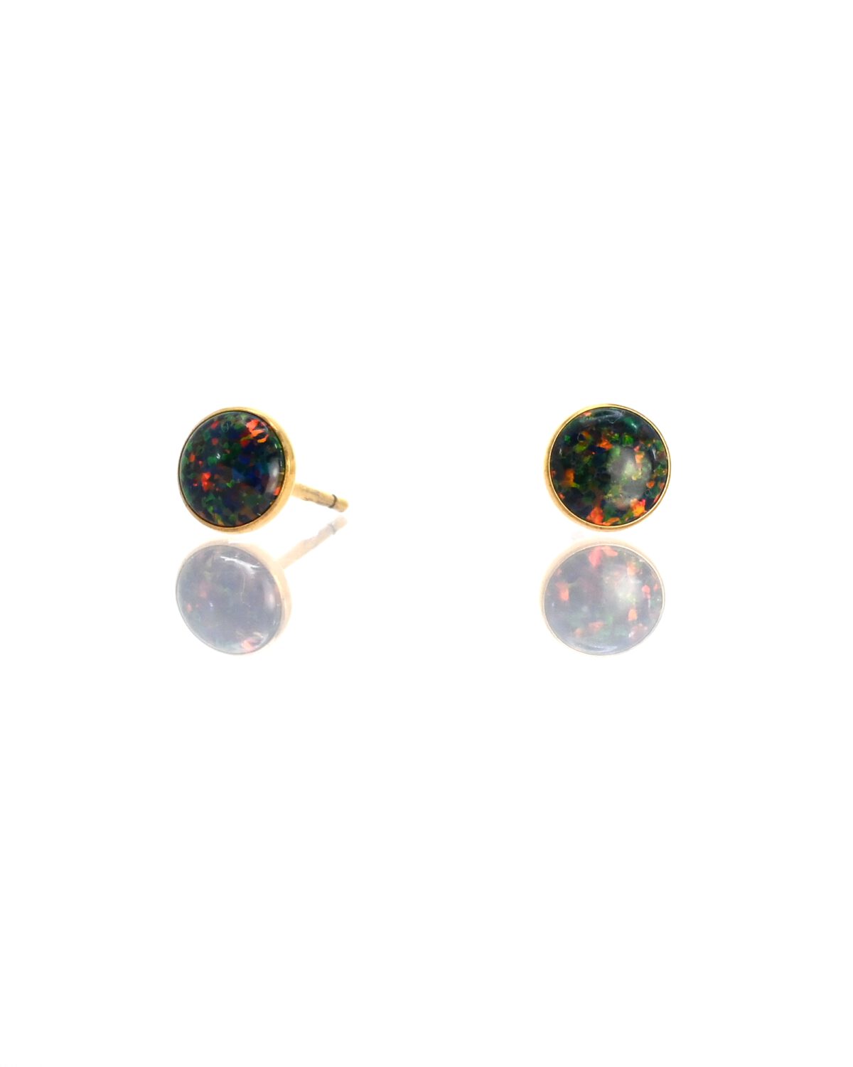 Flush-Mount Opal Stud Earrings – Sleek Gold Plated G23 Titanium Design - Image 2