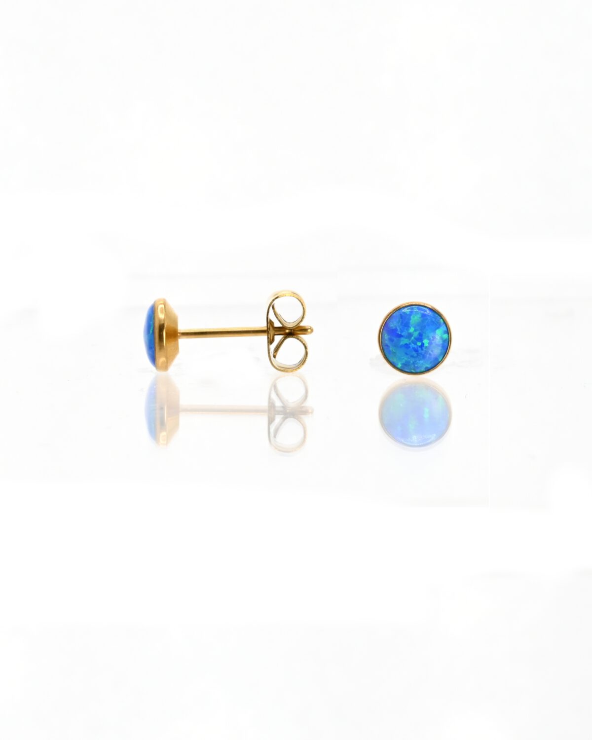 Flush-Mount Opal Stud Earrings – Sleek Gold Plated G23 Titanium Design - Image 4