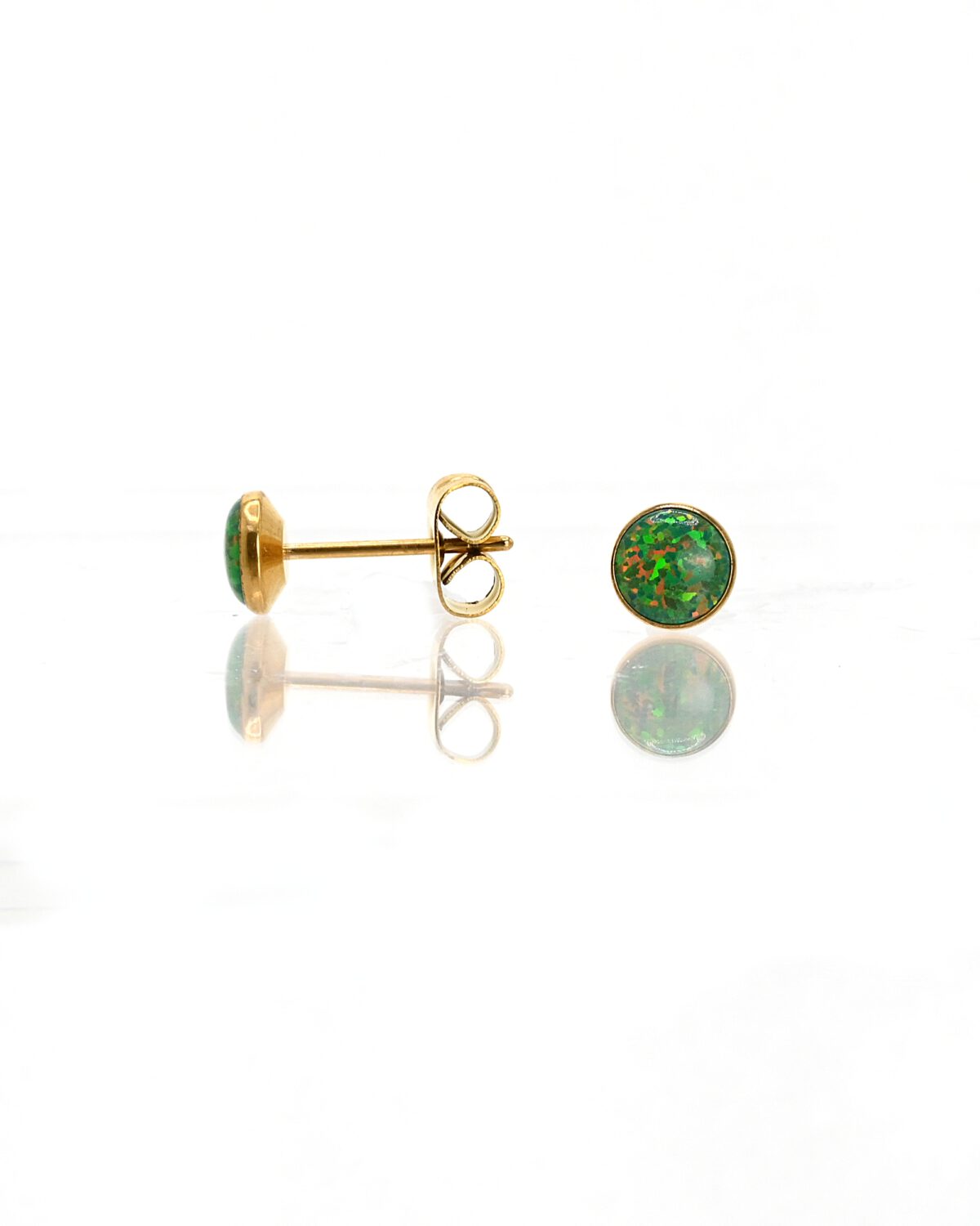 Flush-Mount Opal Stud Earrings – Sleek Gold Plated G23 Titanium Design - Image 6