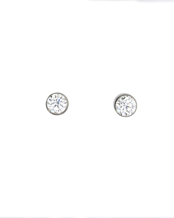 Timeless 5mm CZ Stud Earrings in Pure Titanium – Flush Set for Elegance