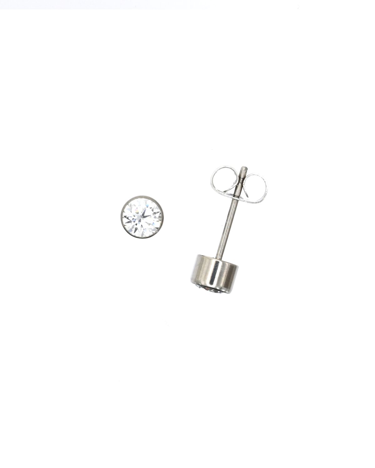 Timeless 5mm CZ Stud Earrings in Pure Titanium – Flush Set for Elegance - Image 2