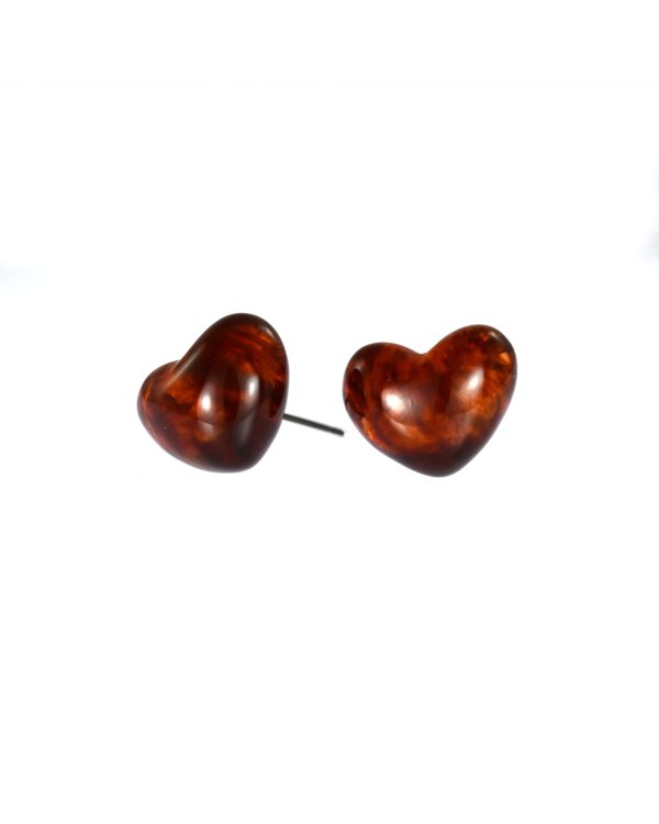 Bold Puffy Acrylic Heart Studs on Titanium Posts